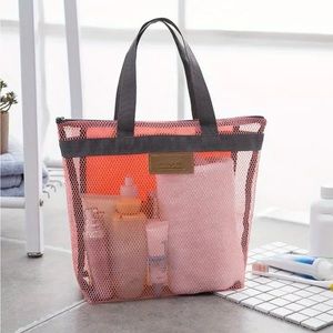 Mesh Beach Bag: Ideal Travel Essentials with Zip Closure and Shoulder Strap